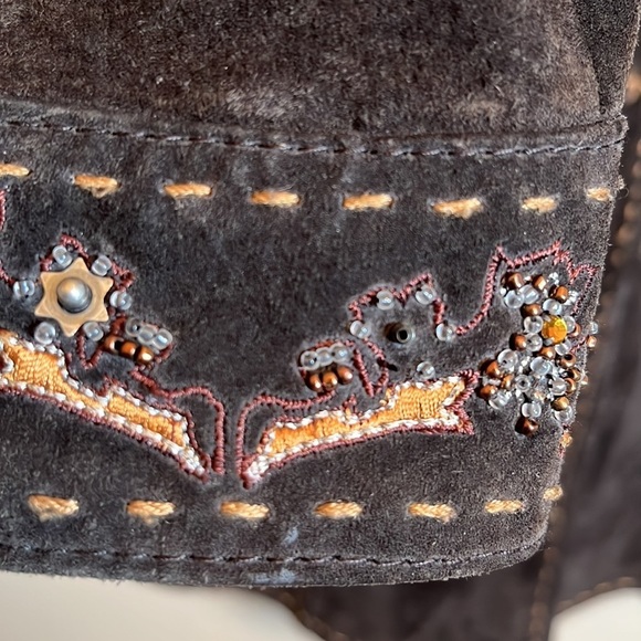 Coldwater Creek Dark Brown Leather Jacket with Embroidery - Picture 6 of 16